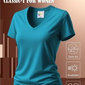 Classic Women's Teal V-Neck T-Shirt